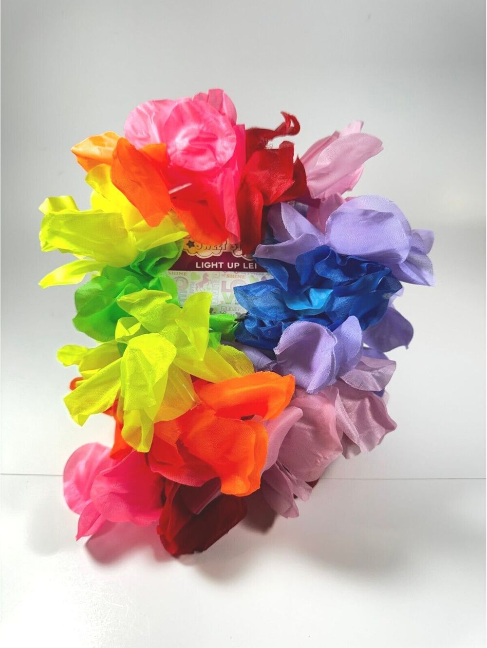Sunshine Novelty Light Up Lei Rainbow Fabric Flowers with Lights